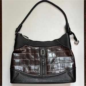 Brighton Croco Embossed
Pebbled leather Shoulder Brown Bag